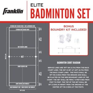 Franklin Sports Elite Badminton Volleyball Combo Net Set - Includes Volleyball,Badminton Rackets,Birdies, Poles/Net, Stakes, Ropes, Boundary Kit - Beach or Backyard Badminton - Easy Setup