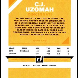 2019 Donruss #63 C.J. Uzomah Cincinnati Bengals NFL Football Trading Card