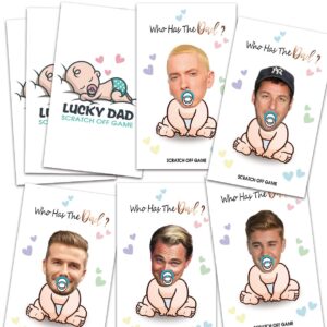 ukebobo baby shower games – celebrity baby shower games,scratch off card game for door prizes, lottery, ice breaker – decorations for baby shower – 40 cards