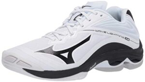 mizuno wave lightning z6 womens volleyball shoe, white/black, 10.5