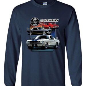 Ford Mustang Shelby GT350 GT500 Long Sleeve T-Shirt American Muscle Cars Tee Navy Blue Large