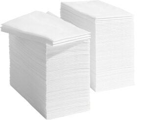 prestee 200 disposable paper hand towels that feel like linen napkins - white, disposable guest towels, wedding napkins, paper napkins, disposable napkins for guest bathroom, parties, dinners, events