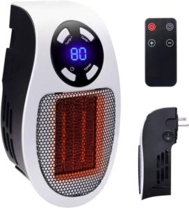 350w&450w space heater, remote wall outlet electric space heater as seen on tv with adjustable thermostat and timer and led display, compact for office dorm room