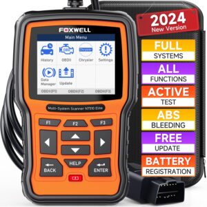 foxwell nt510 elite fit for chrysler jeep dodge scan tool, all system obd2 scanner bidirectional diagnostic tool, all maintenance car code reader with abs bleeding tpms battery registration reset tool