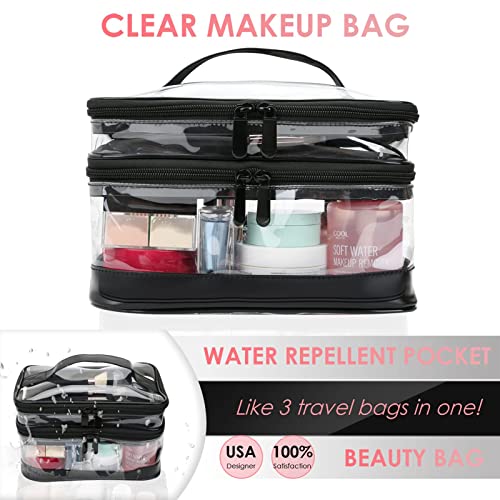 KIPBELIF Clear Makeup Bag Organizers - Multifunction Large Waterproof Portable Travel Makeup Cosmetic Bags