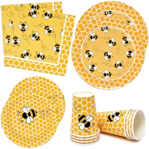 gift boutique honey bee party set - serves 24, includes dinner plates, luncheon napkins, and 24 9 oz cups