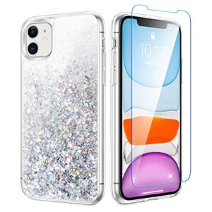 caka case for iphone 11 glitter case for girls women liquid bling sparkle luxury fashion flowing floating shining glitter quicksand soft tpu clear cute phone case for iphone 11 (silver)