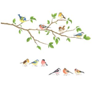 decowall ds-8036 garden birds kids wall stickers wall decals peel and stick removable wall stickers for kids nursery bedroom living room (small) d?cor