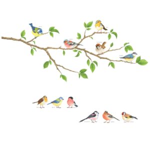 DECOWALL DS-8036 Garden Birds Kids Wall Stickers Wall Decals Peel and Stick Removable Wall Stickers for Kids Nursery Bedroom Living Room (Small) d?cor