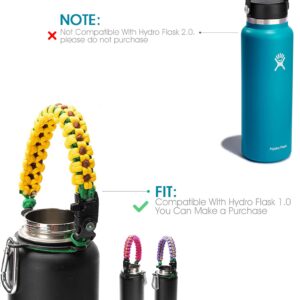 ALIENSX #1 Paracord Handle - Fits Wide Mouth Water Bottles 12oz - 64oz, Durable Carrier Survival Strap Cord with Safety Ring and Carabiner - Ideal Water Bottle Handle Strap