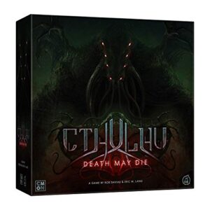 cthulu: death may die board/ horror/ mystery/ cooperative game for adults and teens | ages 14+ | 1-5 players | average playtime 90-120 minutes | made by cmon