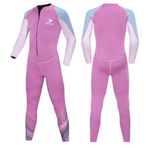 zcco kids wetsuit,2.5mm neoprene thermal swimsuit wet suits for girls,youth girl's one piece wet suits warmth long sleeve swimsuit for diving,swimming,surfing etc water sports (pink, s)