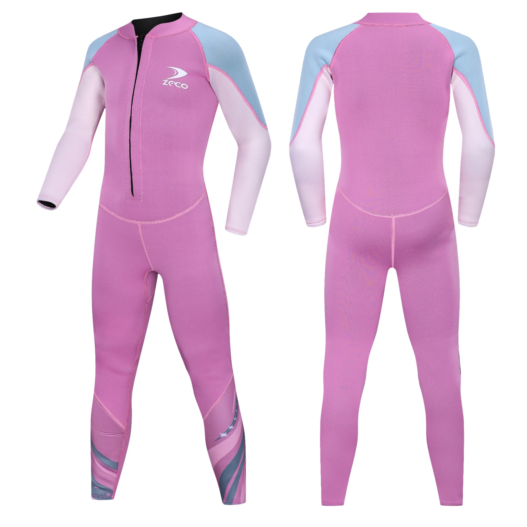 ZCCO Kids Wetsuit,2.5mm Neoprene Thermal Swimsuit Wet Suits for Girls,Youth Girl's One Piece Wet Suits Warmth Long Sleeve Swimsuit for Diving,Swimming,Surfing etc Water Sports (Pink, S)