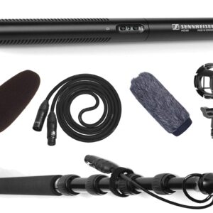 Sennheiser MKE 600 Video, Cinema and Broadcasting Shotgun Microphone Complete Kit with LyxPro Boompole, Shockmount, Windscreen Bundle