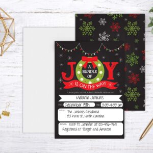 Your Main Event Prints Christmas Baby Shower Invitation, Bundle of Joy Holiday Baby Shower Announcement Invite, 20 Fill in Invitations and Envelopes