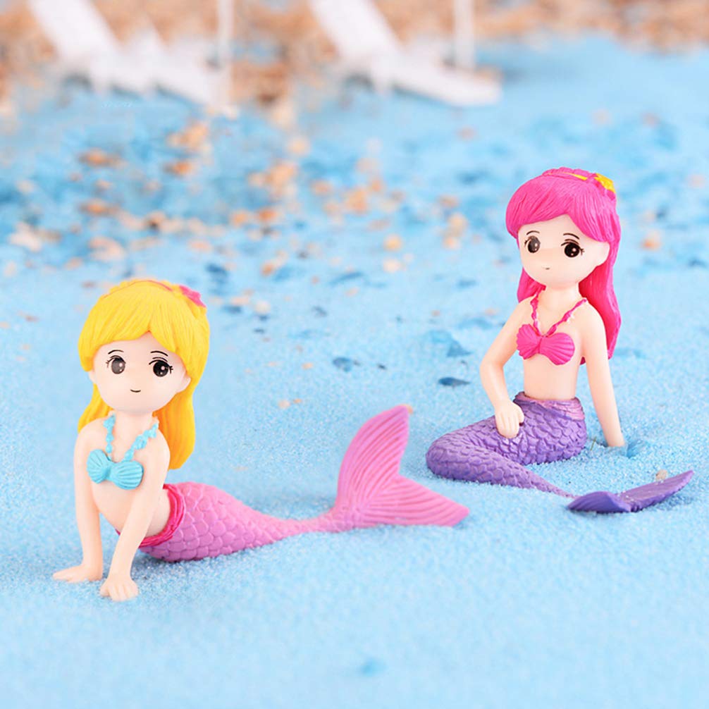 Healifty 4pcs Fairy Garden Miniature Artificial Mermaid Fairy Figurine Micro Landscape Aquarium Decoration Miniature Mermaid Ornaments for Home Fish Tank Decoration