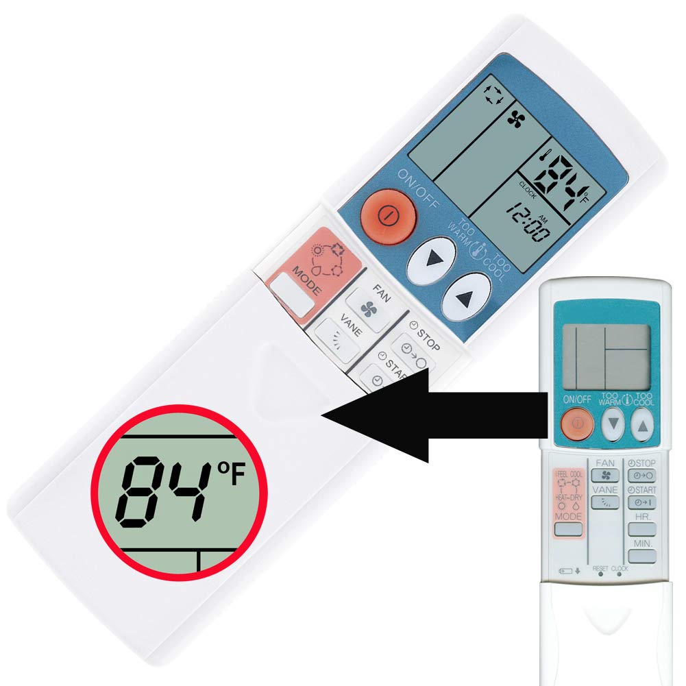 Replacement Mitsubishi Electric Mr Slim Air Conditioner Remote Control E02545426 MSH09TW MSH09TW-U1 MSH12TN MSH12TN-U1 MSH15TN MSH15TN-U1 MSH17TN MSH17TN-U1 MSZ09UN MSZ12UN MXZ30TN MXZ30TN2 Fahrenheit