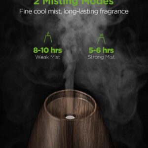 InnoGear Essential Oil Diffusers, 400ml Aromatherapy Diffuser for Essential Oils Cool Mist Humidifier with 4 Timer Adjustable Mist Waterless Auto-Off for Home Office Bedroom, Brown Wood Grain