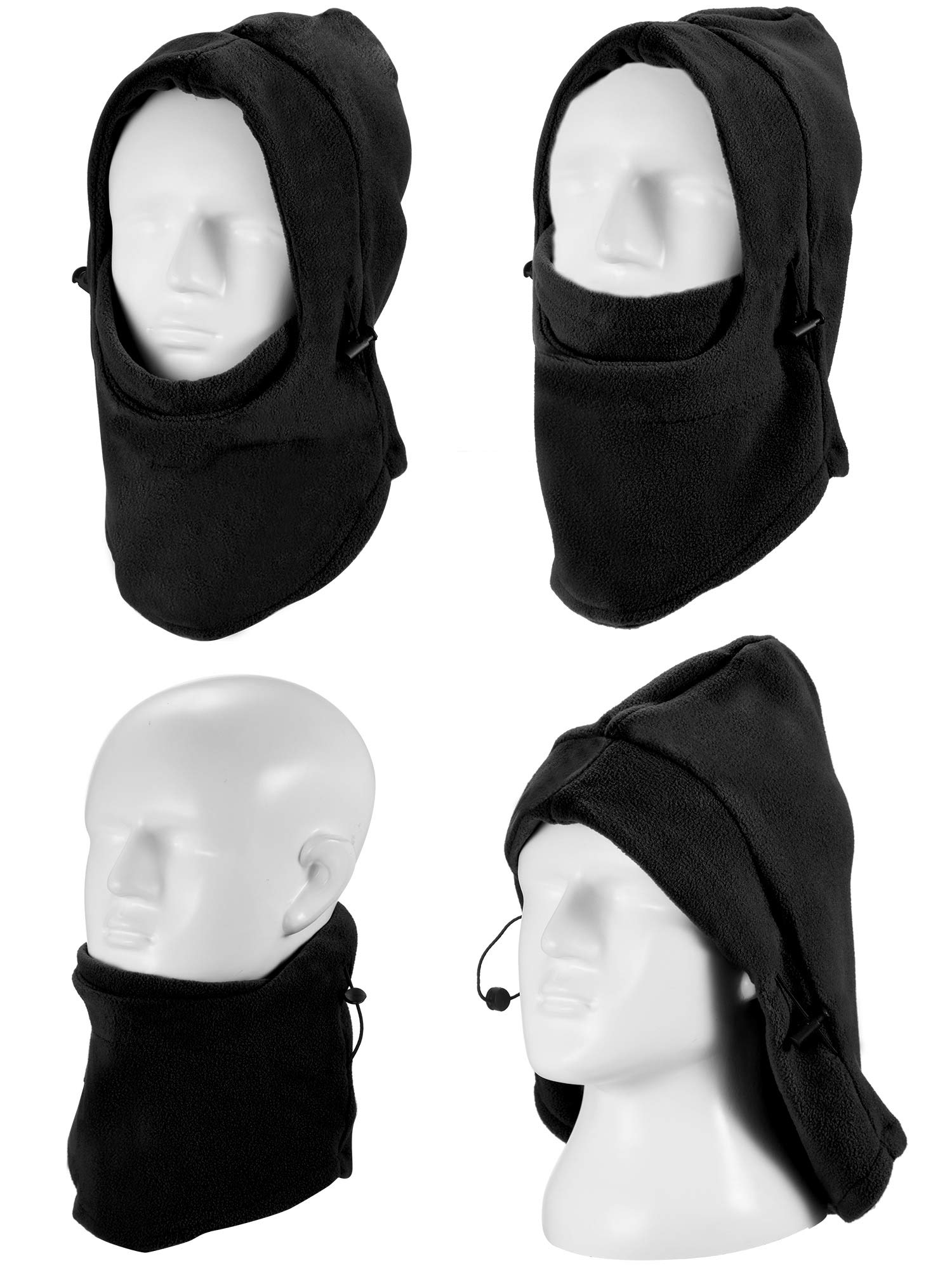 4 Pieces Kids Balaclava Hat Fleece Winter Ski Mask Double Warmer Face Cap (Black, Red, Grey, Blue)