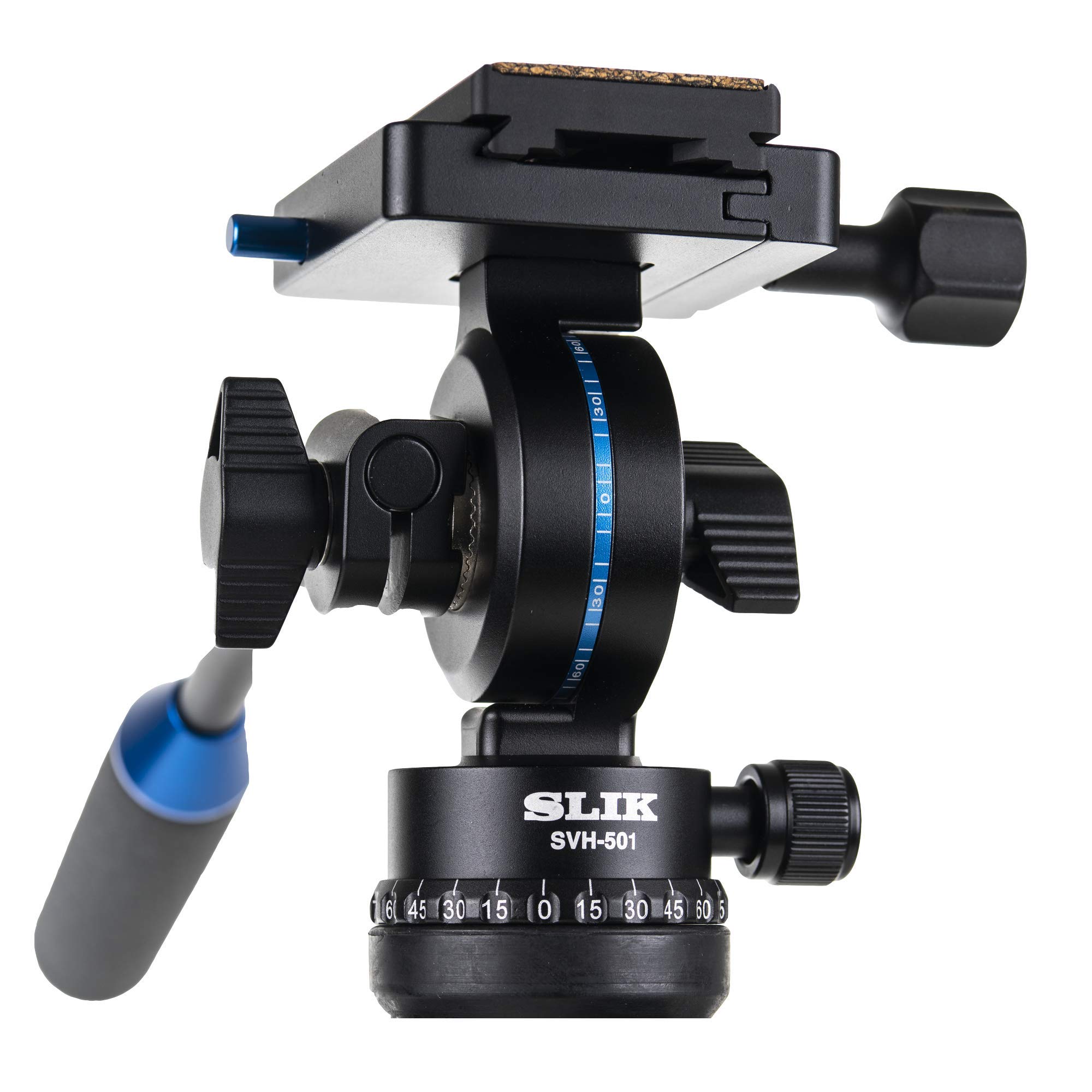 SLIK PRO 634CF-SVH Carbon Fiber Tripod with SVH-501 Compact Fluid Video Head for Mirrorless/DSLR Sony Nikon Canon Fuji Cameras and More - Black (611-899)