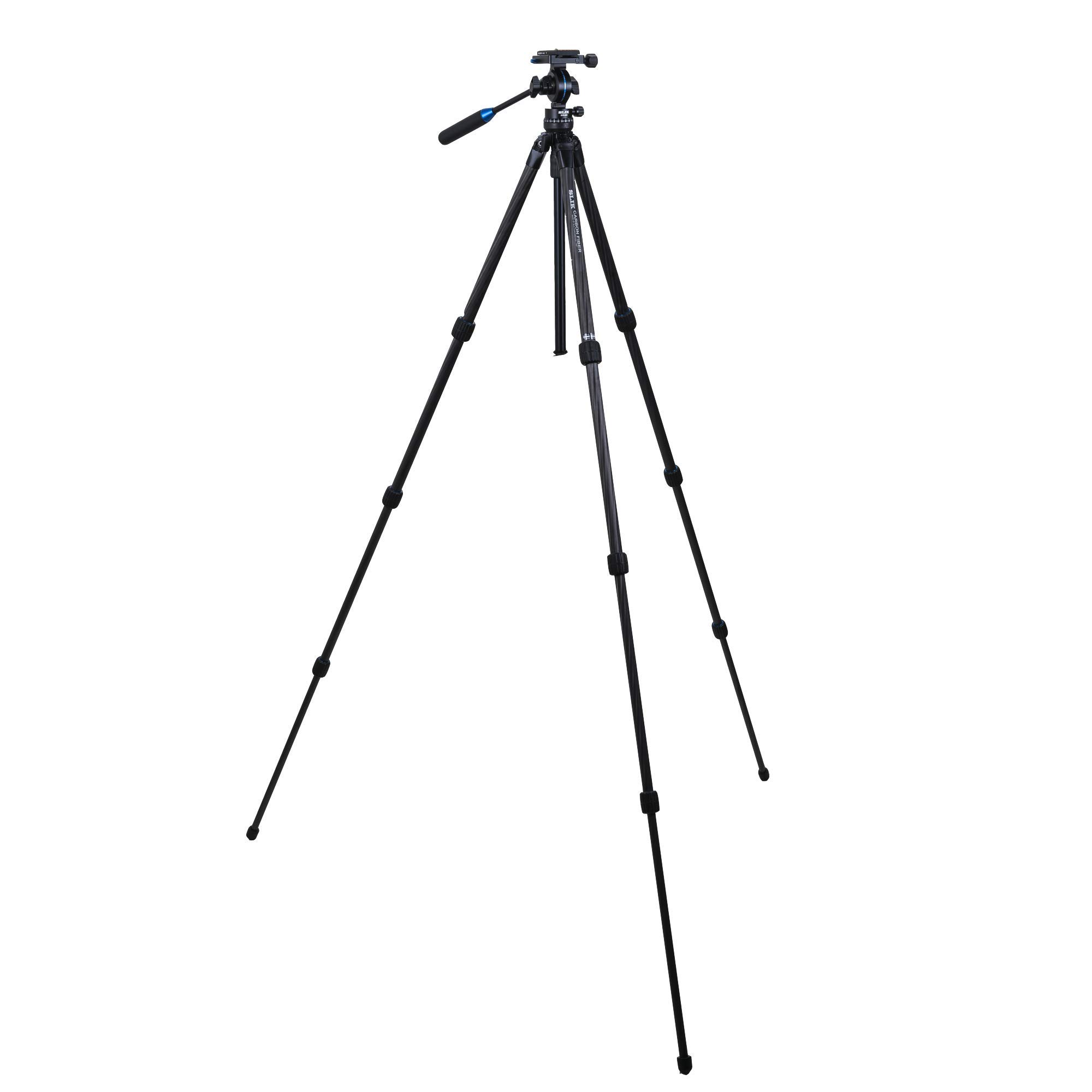 SLIK PRO 634CF-SVH Carbon Fiber Tripod with SVH-501 Compact Fluid Video Head for Mirrorless/DSLR Sony Nikon Canon Fuji Cameras and More - Black (611-899)