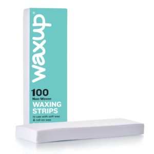 waxup non-woven wax strips 3x9, disposable large waxing strips to use with hair removal soft wax, for facial and body areas (legs, bikini, arms, face, brow, upper lip), self waxing, 100 pieces