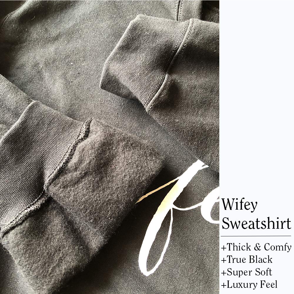 Wifey Sweatshirt t Shirts for Women Shirt just Married Honeymoon Bride Tshirt Womens Wedding Wife Bridal Shower Gift Mrs (Black, Unisex Small)