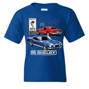 Ford Mustang Shelby GT500 Youth T-Shirt American Classic Shelby Cobra Kids Tee Royal Blue Small