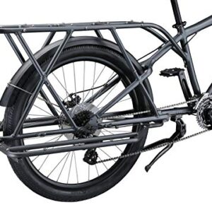 Mongoose Envoy Cargo Bike with 26-Inch Wheels in Grey, Medium/Large Frame, with 8-Speeds, Shimano Drivetrain, Aluminum Cargo Frame, Internal Cable Routing, Mechanical Disc Brakes, and Center Kickstand