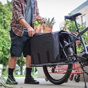 Mongoose Envoy Cargo Bike with 26-Inch Wheels in Grey, Medium/Large Frame, with 8-Speeds, Shimano Drivetrain, Aluminum Cargo Frame, Internal Cable Routing, Mechanical Disc Brakes, and Center Kickstand