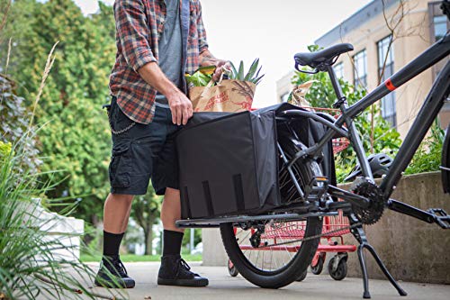 Mongoose Envoy Cargo Bike with 26-Inch Wheels in Grey, Medium/Large Frame, with 8-Speeds, Shimano Drivetrain, Aluminum Cargo Frame, Internal Cable Routing, Mechanical Disc Brakes, and Center Kickstand