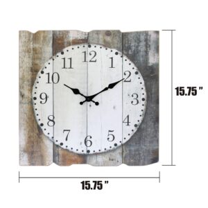 Stonebriar Square 15" Rustic Farmhouse Worn Wood Arabic Number Battery Operated Wall Clock