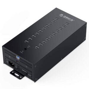 orico industrial usb hub, 20 ports mountable 150w powered industrial grade usb 2.0 hub, full metal case, high-speed data transfer