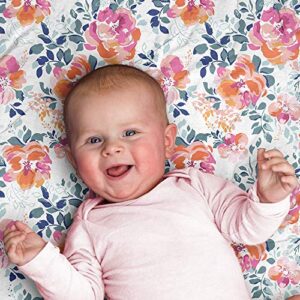 Aenne Baby, Muslin Swaddle Blanket for Girls, Infant Toddler Quilt, Swaddle Wrap for Girls, Luxurious Soft and Silky Stroller Cover, Floral Orange Pink Tropical Blankie, Large 47"x 47", 1 Pack