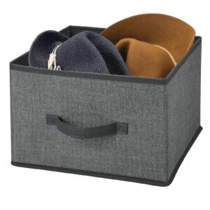 mDesign Fabric Bin for Cube Organizer - Foldable Cloth Storage Cube - Collapsible Closet Storage Organizer - Folding Storage Bin for Clothes and More - Lido Collection - 4 Pack - Charcoal Gray/Black