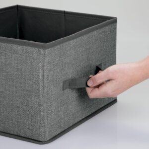 mDesign Fabric Bin for Cube Organizer - Foldable Cloth Storage Cube - Collapsible Closet Storage Organizer - Folding Storage Bin for Clothes and More - Lido Collection - 4 Pack - Charcoal Gray/Black