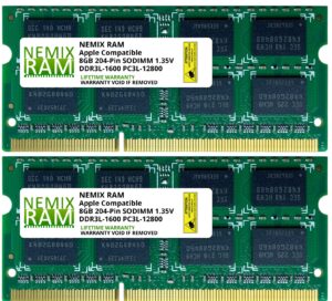 nemix ram 16gb kit (2x8gb upgrade) ddr3-1600 sodimm pc3-12800 for apple macbook pro mid 2012 / imac late 2012 / imac 2013, late 2014, mid 2015, mac mini late 2012