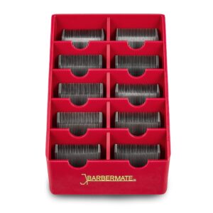 BarberMate Blade Rack Storage Tray - Holds 10 Clipper Blades (Red)