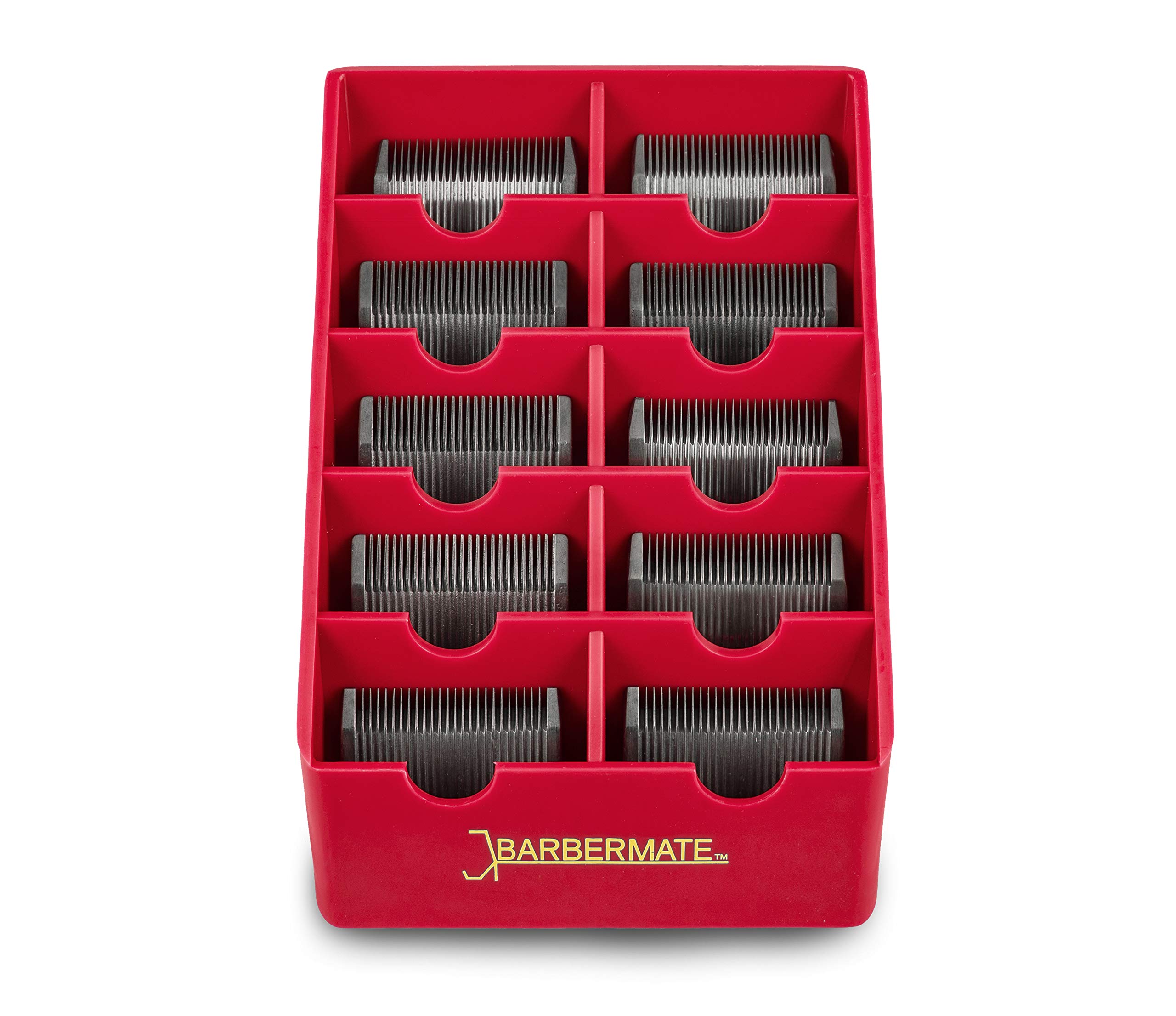 BarberMate Blade Rack Storage Tray - Holds 10 Clipper Blades (Red)