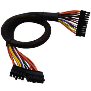 comeap 24 pin atx cable for corsair axi hxi series psus, 14 pin + 10 pin to 24 pin atx psu power adapter sleeved 24.8-inch(63cm)