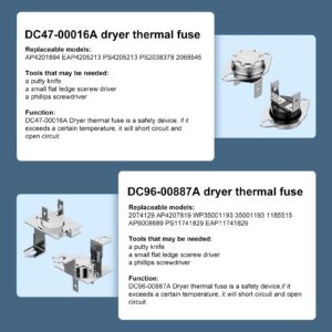 【2024 Upgraded】DC47-00019A Dryer Heating Element for Samsung dryer DV42H5000EW/A3 DV45H7000EW/A2 DV48H7400EW/A2 DV40J3000EW/A2 DVE50M7450W/A3 DV42H5200EW/A3