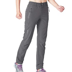 Gopune Women's Outdoor Quick Dry Lightweight Hiking Mountain Pants with Zipper Pockets (Deep Grey,M)