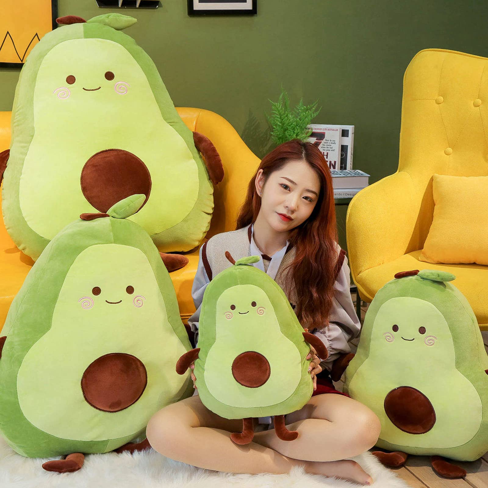 EHOTONG Avocado Plush, Food Pillow Cute Funny Fruit Throw Pillows Stuffed Toy, 17.7''