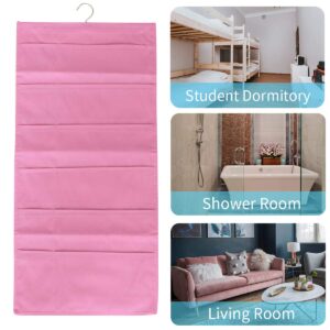 Hanging Closet Organizer, Dual-Sided 30 Pockets Wall Shelf Wardrobe Storage Bags for Underwear, Stocking, Bra and Sock, Mesh Pocket with Metal Hanger - Pink