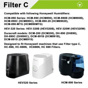 Lemige 6 Pack HC888 Series Filters C Compatible with HC-888, HC-888N, HC-888, HC-888N, HCM-890, HEV-320 Series, Compatible with Duracraft DCM-200, DH-890