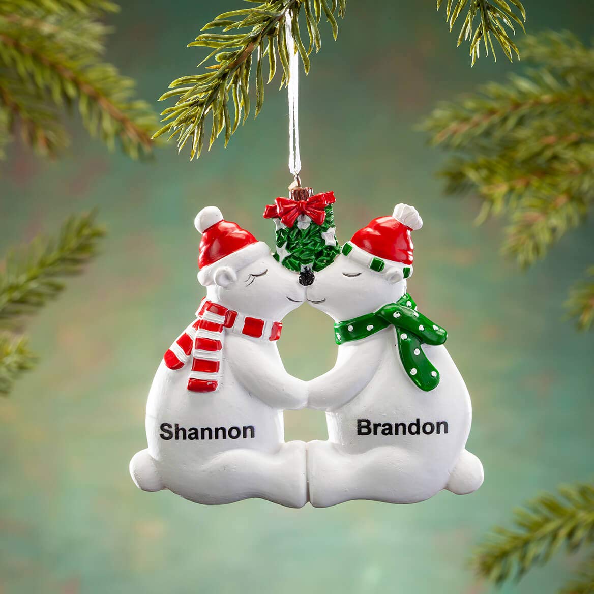 Personalized Kissing Polar Bear Couple Ornament