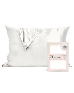 kitsch satin pillowcase for hair and skin queen, softer than mulberry silk pillow cases standard size, cooling pillow covers 19x26 in for sleeping, smooth satin pillowcase with zipper, (ivory) 1 pack