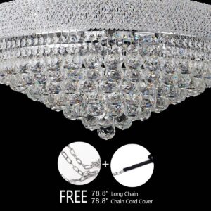 BEIRIO 13-Lights Chrome Finish Classic Empire Style K9 Crystal Chandelier Ceiling Light for Living Room Foyer Dining Room Hallway Bedroom (24×31.5 inch) New Packaging Easy to Install