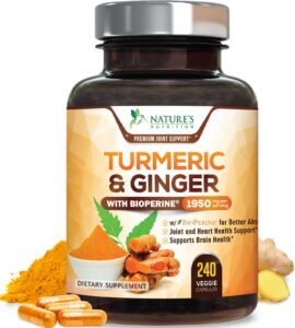 turmeric curcumin with bioperine & ginger 95% curcuminoids 1950mg - black pepper extract for max absorption, nature's joint support supplement, herbal turmeric pills, vegan non-gmo - 240 capsules