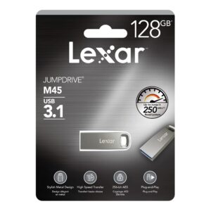 lexar jumpdrive m45 128gb usb 3.1 flash drive (ljdm45-128abslna)